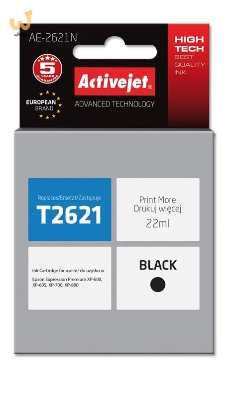 Activejet AE-2621N Tusz (zamiennik Epson 26 T2621; Supreme; 22 ml; czarny) Activejet AE-2621N Tusz (zamiennik Epson 26 T2621; Supreme; 22 ml; czarny)