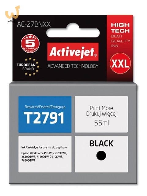 Activejet AE-27BNXX Tusz (zamiennik Epson 27XXL T2791; Supreme; 55 ml; czarny) Activejet AE-27BNXX Tusz (zamiennik Epson 27XXL T2791; Supreme; 55 ml; czarny)