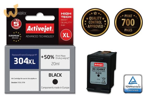 Activejet AH-304BRX Tusz (zamiennik HP 304XL N9K08AE; Premium; 20 ml; czarny) Activejet AH-304BRX Tusz (zamiennik HP 304XL N9K08AE; Premium; 20 ml; czarny)