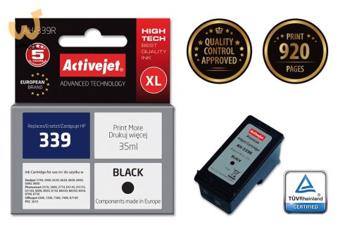 Activejet AH-339R Tusz (zamiennik HP 339 C8767EE; Premium; 35 ml; czarny) Activejet AH-339R Tusz (zamiennik HP 339 C8767EE; Premium; 35 ml; czarny)