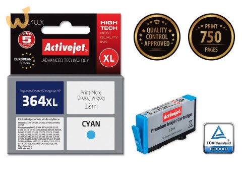 Activejet AH-364CCX Tusz (zamiennik HP 364XL CB323EE; Premium; 12 ml; niebieski) Activejet AH-364CCX Tusz (zamiennik HP 364XL CB323EE; Premium; 12 ml; niebieski)