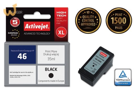 Activejet AH-46BR Tusz (zamiennik HP 46 CZ637AE; Premium; 35 ml; czarny) Activejet AH-46BR Tusz (zamiennik HP 46 CZ637AE; Premium; 35 ml; czarny)