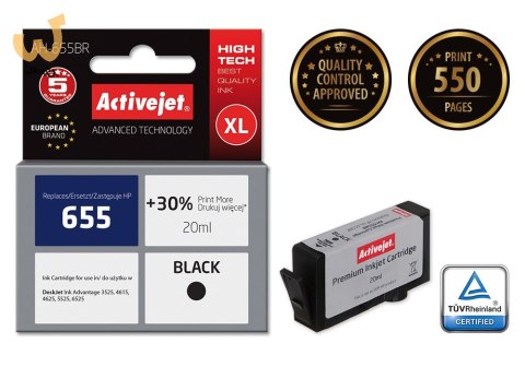 Activejet AH-655BR Tusz (zamiennik HP 655 CZ109AE; Premium; 20 ml; czarny) Activejet AH-655BR Tusz (zamiennik HP 655 CZ109AE; Premium; 20 ml; czarny)