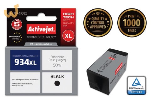 Activejet AH-934BRX Tusz (zamiennik HP 934XL C2P23AE; Premium; 50 ml; czarny) Activejet AH-934BRX Tusz (zamiennik HP 934XL C2P23AE; Premium; 50 ml; czarny)