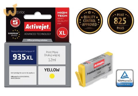 Activejet AH-935YRX Tusz (zamiennik HP 935XL C2P26AE; Premium; 12 ml; żółty) Activejet AH-935YRX Tusz (zamiennik HP 935XL C2P26AE; Premium; 12 ml; żółty)
