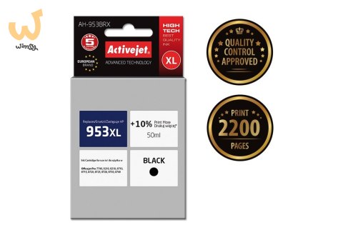 Activejet AH-953BRX Tusz (zamiennik HP 953XL L0S70AE; Premium; 50 ml; 2200 stron, czarny) Activejet AH-953BRX Tusz (zamiennik HP 953XL L0S70AE; Premium; 50 ml; 2200 stron, czarny)