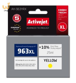 Activejet AH-963YRX Tusz (zamiennik HP 963XL 3JA29AE; Premium; 1760 stron; 25 ml, żółty)