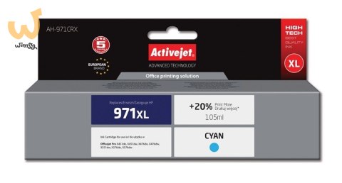 Activejet AH-971CRX Tusz (zamiennik HP 971XL CN626AE; Premium; 100 ml; niebieski) Activejet AH-971CRX Tusz (zamiennik HP 971XL CN626AE; Premium; 100 ml; niebieski)