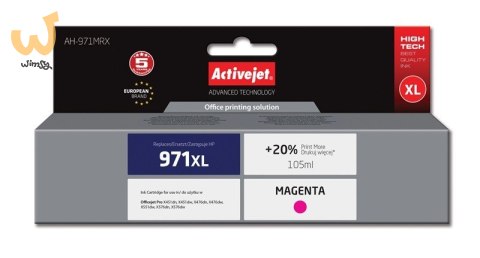 Activejet AH-971MRX Tusz (zamiennik HP 971XL CN627AE; Premium; 100 ml; czerwony) Activejet AH-971MRX Tusz (zamiennik HP 971XL CN627AE; Premium; 100 ml; czerwony)