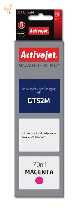Activejet AH-GT52M Tusz (zamiennik HP GT52M M0H55AE; Supreme; 70 ml; 8000 stron, czerwony)
