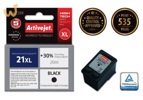 Activejet AH-21RX Tusz (zamiennik HP 21XL C9351A; Premium; 20 ml; czarny) Activejet AH-21RX Tusz (zamiennik HP 21XL C9351A; Premium; 20 ml; czarny)