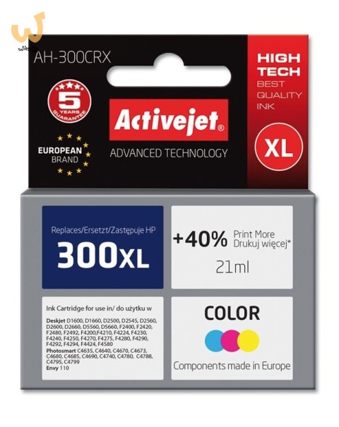 Activejet AH-300CRX Tusz (zamiennik HP 300XL CC644EE; Premium; 21 ml; kolor) Activejet AH-300CRX Tusz (zamiennik HP 300XL CC644EE; Premium; 21 ml; kolor)