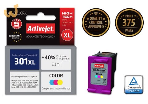 Activejet AH-301CRX Tusz (zamiennik HP 301XL CH564EE; Premium; 21 ml; kolor) Activejet AH-301CRX Tusz (zamiennik HP 301XL CH564EE; Premium; 21 ml; kolor)