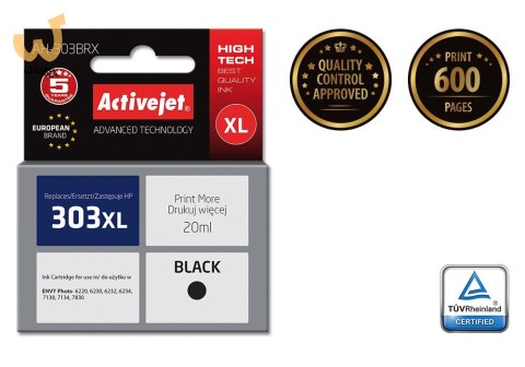Activejet AH-303BRX Tusz (zamiennik HP 303XL T6N04AE; Premium; 20ml; czarny) Activejet AH-303BRX Tusz (zamiennik HP 303XL T6N04AE; Premium; 20ml; czarny)