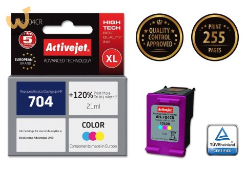 Activejet AH-704CR Tusz (zamiennik HP 704 CN693AE; Premium; 21 ml; kolor) Activejet AH-704CR Tusz (zamiennik HP 704 CN693AE; Premium; 21 ml; kolor)