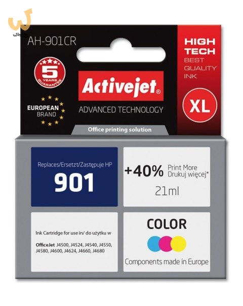 Activejet AH-901CR Tusz (zamiennik HP 901 CC656AE; Premium; 21 ml; kolor) Activejet AH-901CR Tusz (zamiennik HP 901 CC656AE; Premium; 21 ml; kolor)