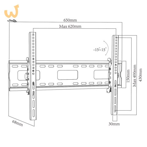 MACLEAN UCHWYT DO TV MAX VESA 600X400, 32-90", 80KG, REG. ODCHYLENIA +15°~-15° MC-421 MACLEAN UCHWYT DO TV MAX VESA 600X400, 32-90", 80KG, REG. ODCHYLENIA +15°~-15° MC-421