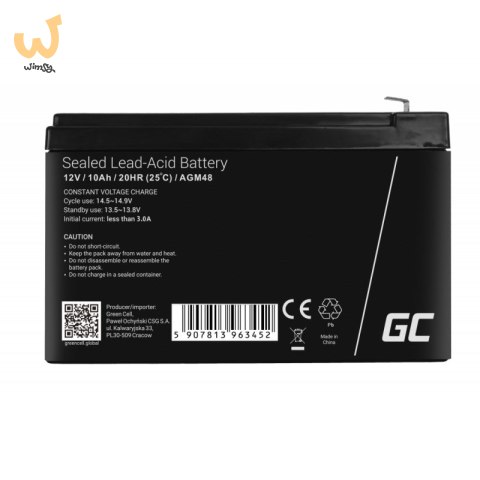 GREEN CELL AKUMULATOR ŻELOWY AGM48 12V 10AH GREEN CELL AKUMULATOR ŻELOWY AGM48 12V 10AH