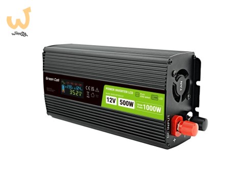 GREEN CELL PRZETWORNICA LCD 12V/230V 500W/1000W CZYSTY SINUS INVGC12P500LCD GREEN CELL PRZETWORNICA LCD 12V/230V 500W/1000W CZYSTY SINUS INVGC12P500LCD