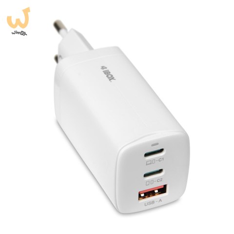ŁADOWARKA SIECIOWA I-BOX C-65 GAN PD65W KABEL, BIAŁA ŁADOWARKA SIECIOWA I-BOX C-65 GAN PD65W KABEL, BIAŁA