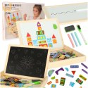 Tablica magnetyczna kredowa wielofunkcyjna miasto + kredka marker gąbka