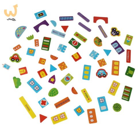 Tablica magnetyczna kredowa wielofunkcyjna miasto + kredka marker gąbka Tablica magnetyczna kredowa wielofunkcyjna miasto + kredka marker gąbka