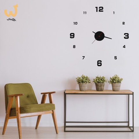 Zegar Ścienny DIY naklejany regulowany czarny 4 duże cyfry Zegar Ścienny DIY naklejany regulowany czarny 4 duże cyfry