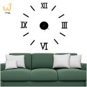 Zegar Ścienny naklejany DIY regulowany czarny cyfry rzymskie 130cm