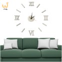Zegar Ścienny naklejany DIY regulowany rzymski srebrny 130cm