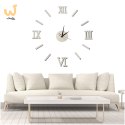 Zegar Ścienny naklejany DIY regulowany rzymski srebrny 130cm