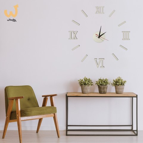 Zegar Ścienny naklejany DIY regulowany rzymski srebrny 130cm Zegar Ścienny naklejany DIY regulowany rzymski srebrny 130cm