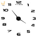 Zegar ścienny naklejany DIY duży regulowany 80-120cm czarny 12 cyfr