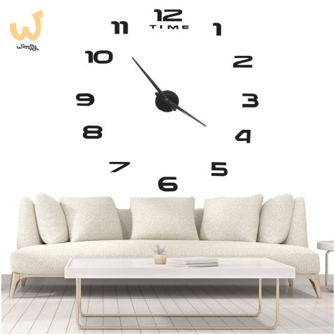 Zegar ścienny naklejany DIY duży regulowany 80-120cm czarny 12 cyfr Zegar ścienny naklejany DIY duży regulowany 80-120cm czarny 12 cyfr