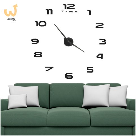 Zegar ścienny naklejany DIY duży regulowany 80-120cm czarny 12 cyfr Zegar ścienny naklejany DIY duży regulowany 80-120cm czarny 12 cyfr