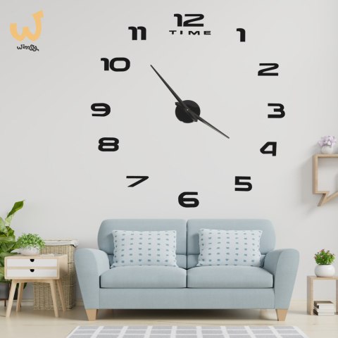Zegar ścienny naklejany DIY duży regulowany 80-120cm czarny 12 cyfr Zegar ścienny naklejany DIY duży regulowany 80-120cm czarny 12 cyfr