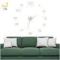 Zegar ścienny naklejany DIY duży regulowany 80-120cm srebrny 12 cyfr