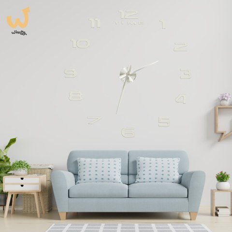 Zegar ścienny naklejany DIY duży regulowany 80-120cm srebrny 12 cyfr Zegar ścienny naklejany DIY duży regulowany 80-120cm srebrny 12 cyfr