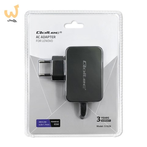 QOLTEC ZASILACZ DO LENOVO 65W | 20V | 3.25A | 4.0*1.7 QOLTEC ZASILACZ DO LENOVO 65W | 20V | 3.25A | 4.0*1.7