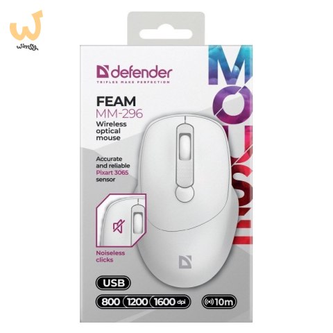 DEFENDER MYSZ FEAM MM-296 RF SILENT BIAŁA DEFENDER MYSZ FEAM MM-296 RF SILENT BIAŁA