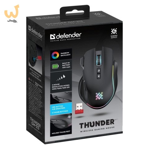 DEFENDER MYSZ GM-213 THUNDER RF 1600dpi 8P CZARNA DEFENDER MYSZ GM-213 THUNDER RF 1600dpi 8P CZARNA