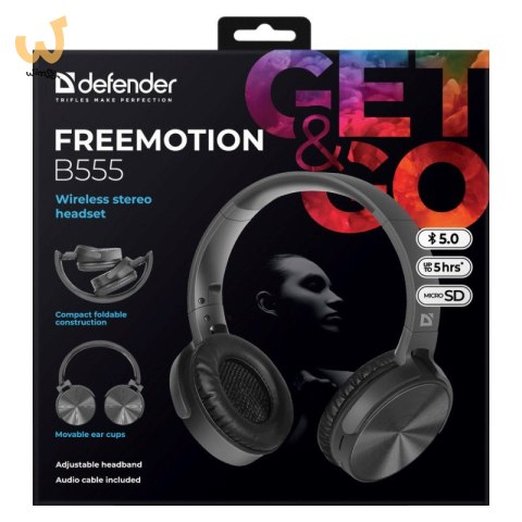DEFENDER SŁUCHAWKI BLUETOOTH FREEMOTION B555 CZARNE DEFENDER SŁUCHAWKI BLUETOOTH FREEMOTION B555 CZARNE