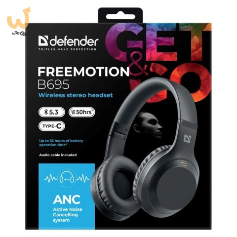 DEFENDER SŁUCHAWKI BLUETOOTH FREEMOTION B695 ANC CZARNE DEFENDER SŁUCHAWKI BLUETOOTH FREEMOTION B695 ANC CZARNE