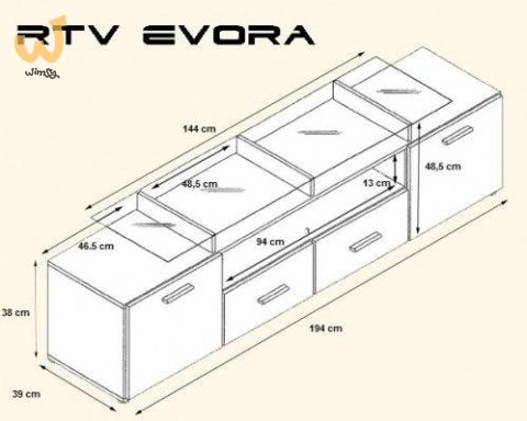 Szafka RTV EVORA 200 czarny/szary połysk Szafka RTV EVORA 200 czarny/szary połysk