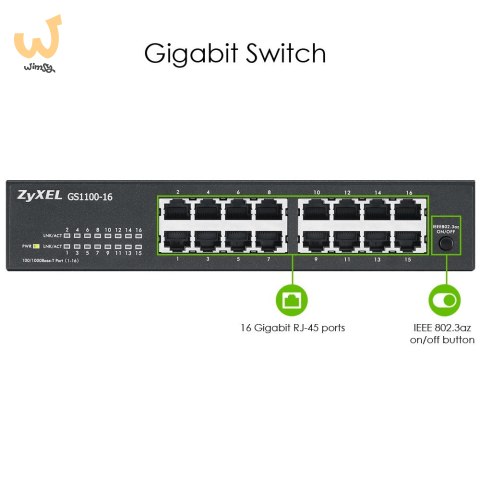 Switch Zyxel GS1100-16 16p Unmanaged Gigabit Switch Zyxel GS1100-16 16p Unmanaged Gigabit