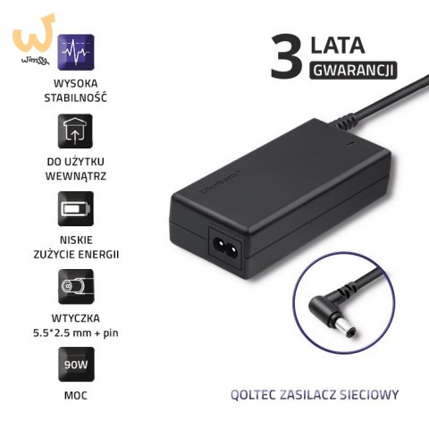Zasilacz Qoltec 50090.90W do notebooka Toshiba (19 V; 4,74 A; 90W; 5.5 mm x 2.5 mm) Zasilacz Qoltec 50090.90W do notebooka Toshiba (19 V; 4,74 A; 90W; 5.5 mm x 2.5 mm)