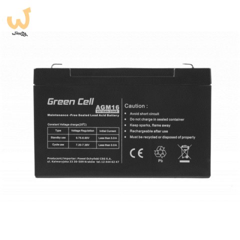 GREEN CELL AKUMULATOR ŻELOWY AGM16 6V 10AH GREEN CELL AKUMULATOR ŻELOWY AGM16 6V 10AH