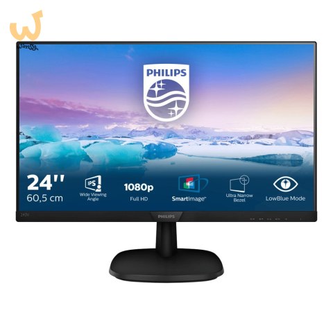 Monitor Philips 243V7QJABF/00 (23,8"; IPS/PLS; FullHD 1920x1080; DisplayPort, HDMI, VGA; kolor czarny)