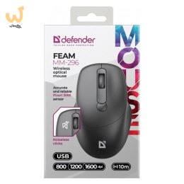 DEFENDER MYSZ FEAM MM-296 RF SILENT CZARNA