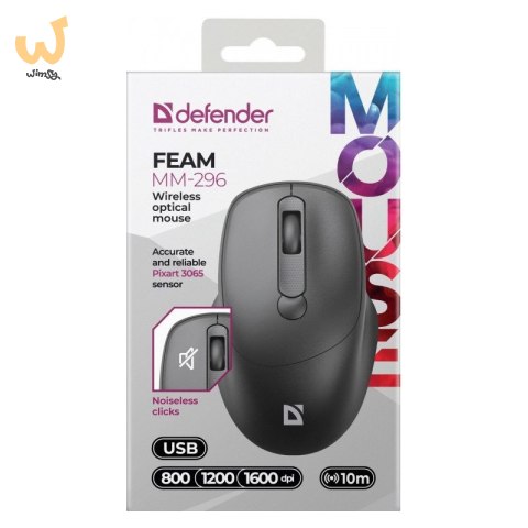 DEFENDER MYSZ FEAM MM-296 RF SILENT CZARNA DEFENDER MYSZ FEAM MM-296 RF SILENT CZARNA