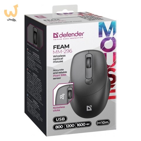 DEFENDER MYSZ FEAM MM-296 RF SILENT CZARNA DEFENDER MYSZ FEAM MM-296 RF SILENT CZARNA